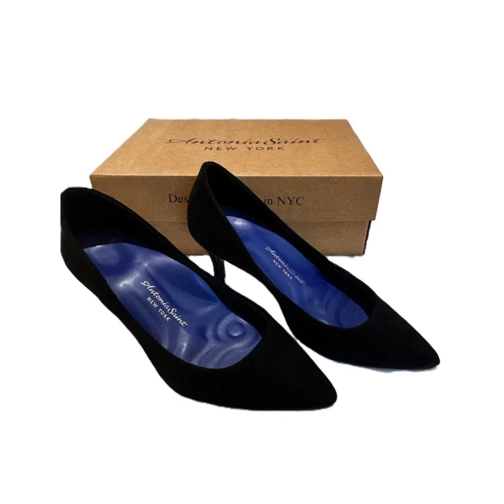 Antonia Saint NY Vicki Heels 60MM Black Ultra Suede, Size‎ 10